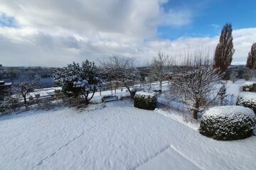 Wintergarten mit Schnee